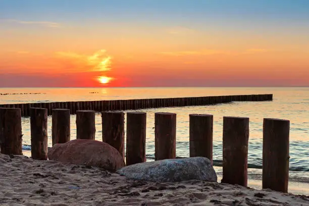 Sunset on the Baltic Sea, summer evening