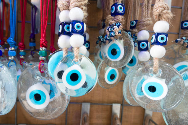 istock Traditional Turkish blue bead; nazar boncuk style. 1354438445