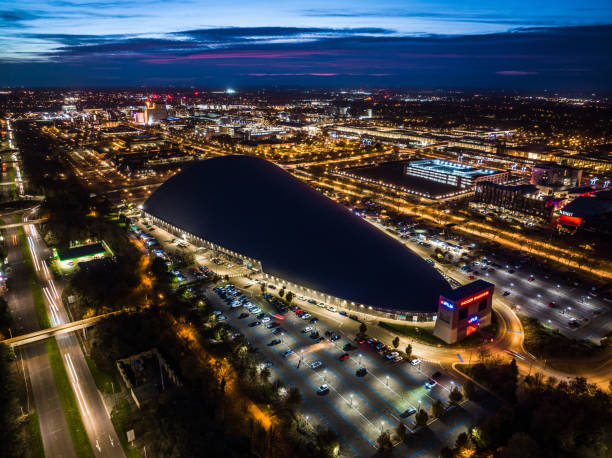 istock Drone view of Milton Keynes Central at night 1354439920