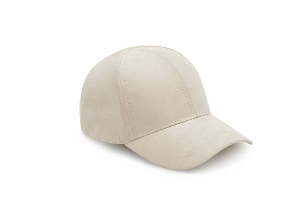 White baseball cap isolated on white background. Baseball cap in angles view front and back. Canvas fabric cap for premium gift design White baseball cap isolated on white background. Baseball cap in angles view front and back. Canvas fabric cap for premium gift design. sideways baseball hat stock pictures, royalty-free photos & images
