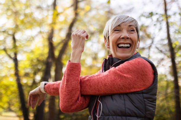 istock smiling Senior woman exercise 1354454740