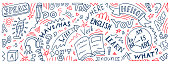istock English. Hand drawn English language doodle 1354457334