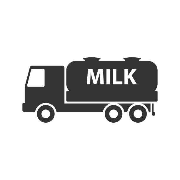 cysterna na mleko. czarna sylwetka. rysunek wektorowy. izolowany obiekt na białym tle. wyizolować. - milk tanker obrazy stock illustrations