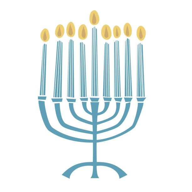 하누카 메노라 - menorah judaism candlestick holder candle stock illustrations