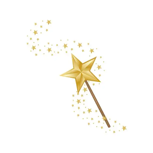 Vector illustration of Magic wand with multicolored stars, vector