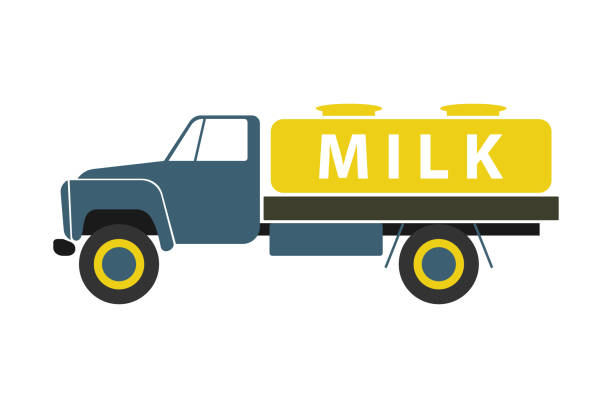 ilustrações, clipart, desenhos animados e ícones de carro tanque de leite. imagem vetorial. vista lateral. objeto isolado no fundo branco. isolar. - truck fuel tanker semi truck milk tanker