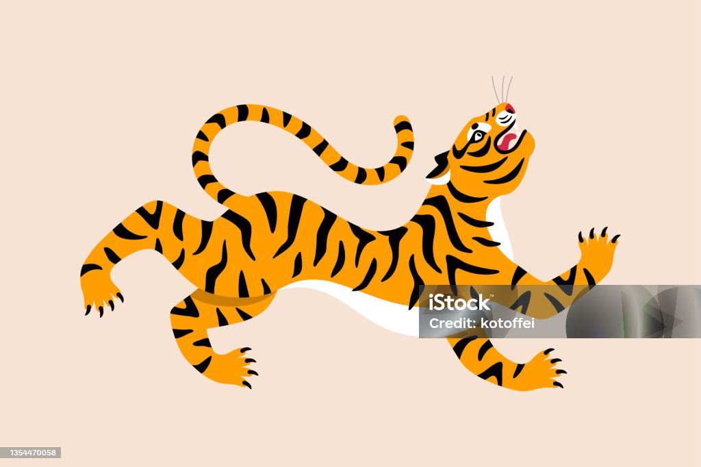 Angry Tiger Cartoon Illustration Stock Illustration - Download Image Now -  Tiger, Roaring, Chinese New Year - iStock