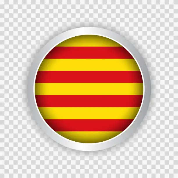 Vector illustration of Flag of Catalonia of Spain on round button on transparent background element for websites