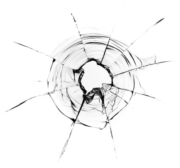 istock Black cracks from kulsi in glass on a white background. Macro. 1354473239