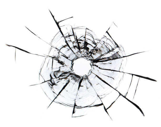 istock Black cracks from kulsi in glass on a white background. Macro. 1354473242