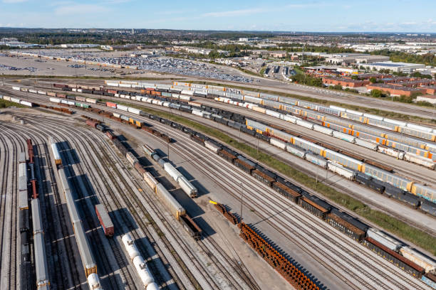 istock Aerial View of Rail Classification Yard, The MacMillan Yard, Maple, Vaughan, Canada 1354477332