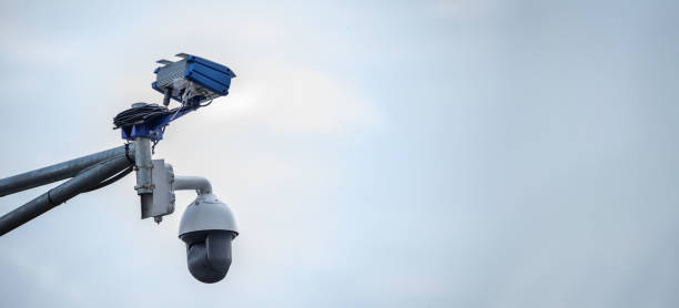istock Speed control and traffic monitoring camera close up 1354478244