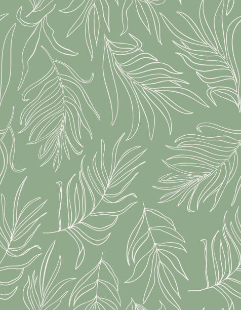 белый векторный пальмовый лист бесшовный повторяющийся узор. - backgrounds tropical climate repetition pattern stock illustrations