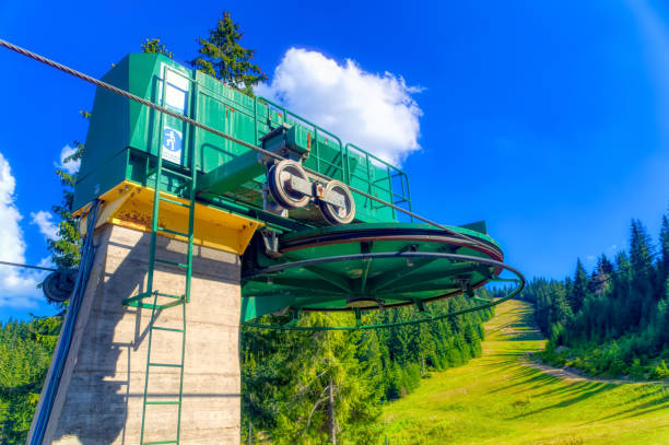 istock Ski lift standing during summer time at mountain Vlasic. 1354478503