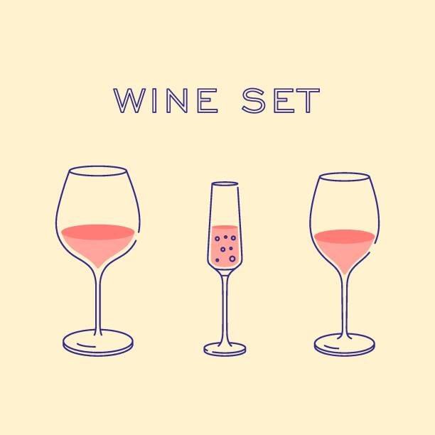 винный набор - wineglass wine glass red wine stock illustrations