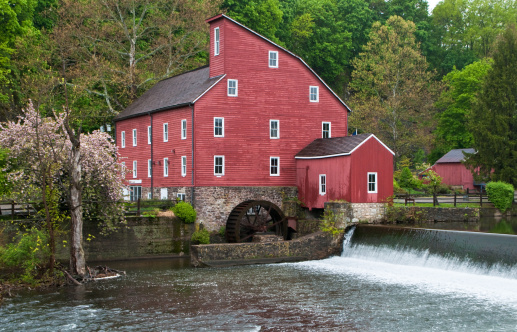 An old red mill in Clinton, New Jersey