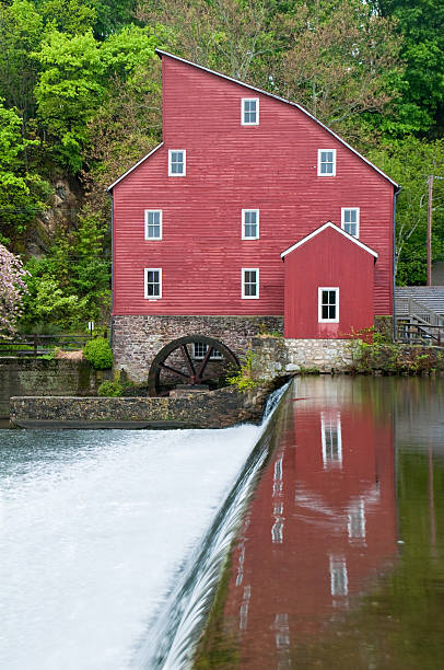 istock Reflections of an old red mill 135447932