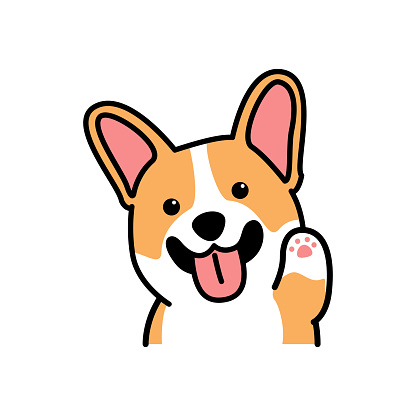 Cute Welsh Corgi Dog Waving Paw Cartoon Icon Vector Illustration Stock  Illustration - Download Image Now - iStock