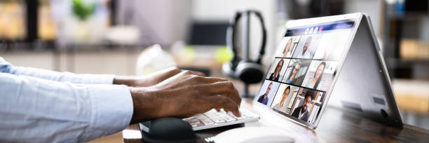 istock Business Videoconference Webinar On Hybrid Laptop 1354480515
