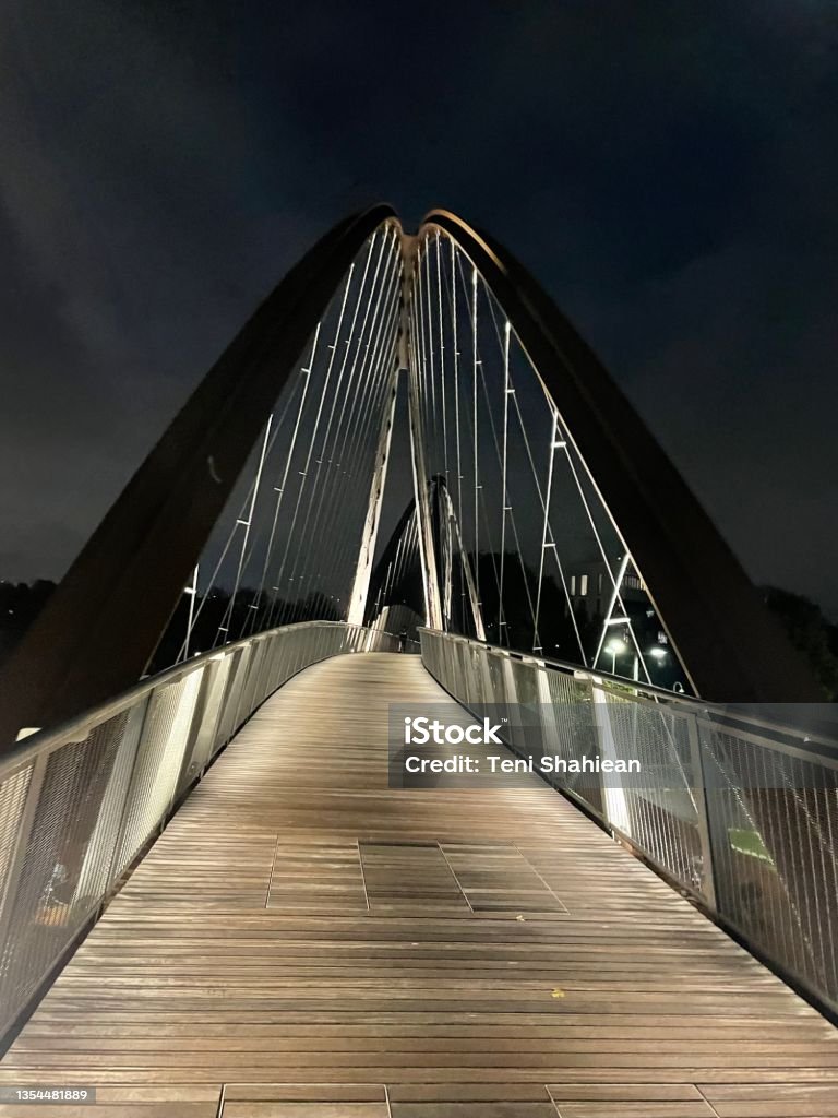 Night Bridge Bridge Night Light Arch - Architectural Feature Stock Photo