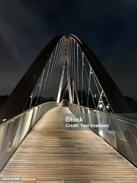 Night Bridge Stock Photo - Download Image Now - Arch - Architectural Feature, Architectural Column, Architectural Feature