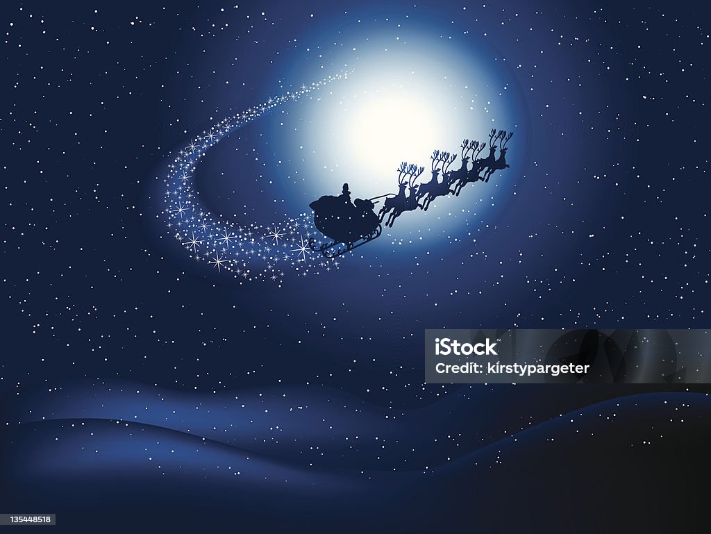 Santa-in-the-sky - arte vettoriale royalty-free di Babbo Natale