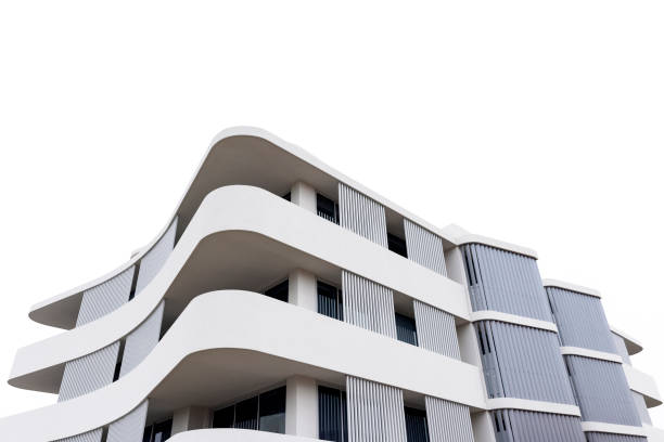 istock New, modern apartment building, white background with copy space 1354486309