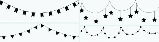Vector illustration of A set of seamless hanging decoration