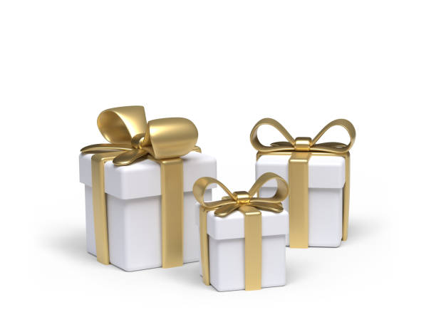 istock White gift boxes on a white background with clipping path. Cartoon style. 1354498031
