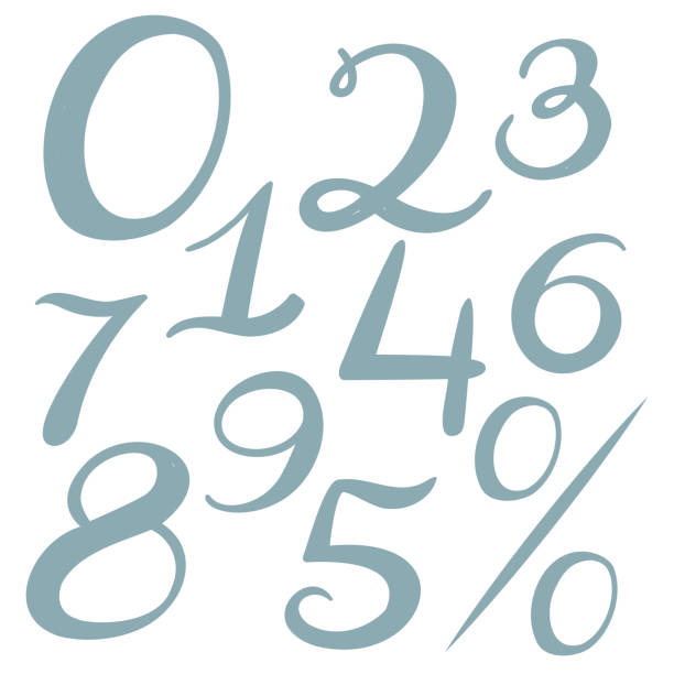 ilustrações de stock, clip art, desenhos animados e ícones de ten numbers set from zero to nine with percent symbol in blue color - number 10 percentage sign number financial figures