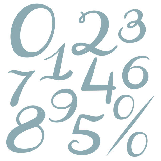 десять чисел, установленных от нуля до девяти с символом процента синим цветом - number 1 zero nobody number 10 stock illustrations