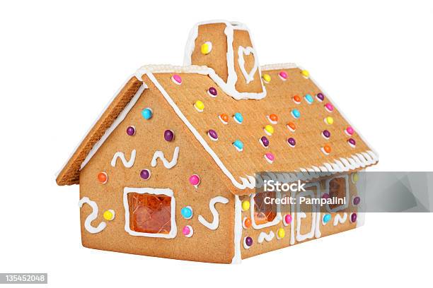 Gingerbread House Isolated On White Background Stock Photo - Download Image Now - Gingerbread House, Cut Out, Building Exterior