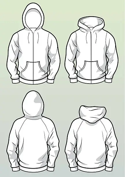 Vector illustration of Zip hoodies front and back