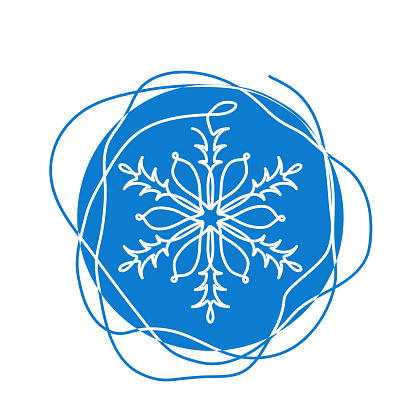 Snowflake icon, sign, symbol, shape. One continuous line art drawing of snowflake. Single line vector illustration.