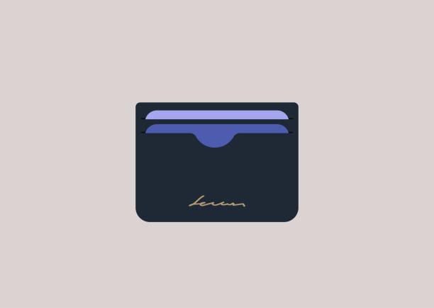 ilustrações de stock, clip art, desenhos animados e ícones de a simple black cardholder with plastic debit and credit cards inside - carteira de identidade