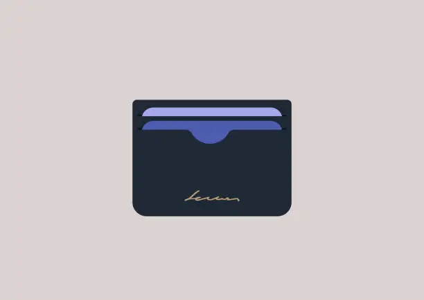 Vector illustration of A simple black cardholder with plastic debit and credit cards inside