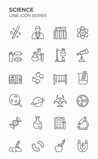 Science Editable Stroke Line Icon Set for web, mobile and infographic. Pixel Perfect Icons for multi purpose.