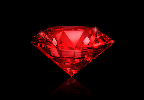 Dazzling diamond red gemstones on black background