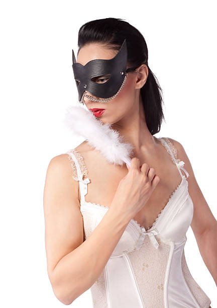 istock girl in black mask and a fan 135452898