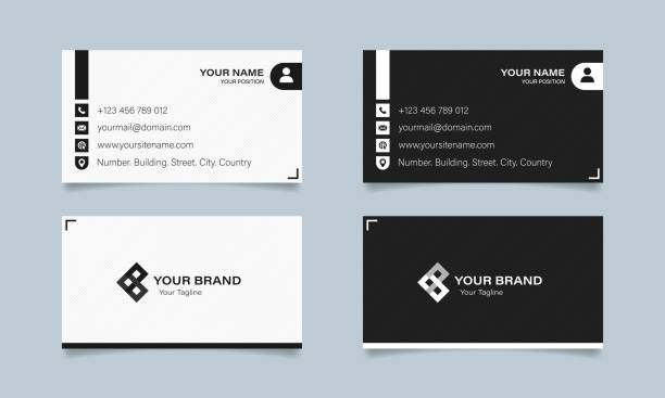 Modern business card template design. Contact card for company in white and black style. Vector illustration EPS 10 Modern business card template design. Contact card for company in white and black style. Vector illustration EPS 10 business card stock illustrations