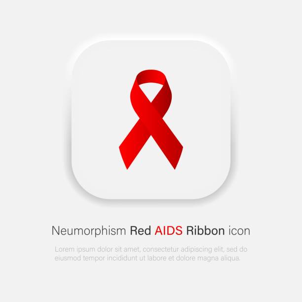 red aids ribbon vector symbol in trendy neumorphism style. vector eps 10 - world aids day stock illustrations
