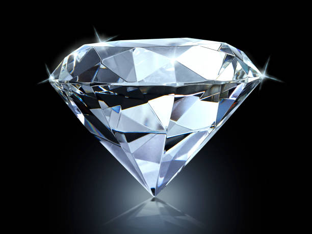 istock Dazzling diamond on black background 1354537351