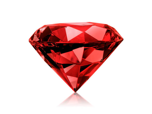 istock Dazzling diamond red gemstones on white background. 1354542099