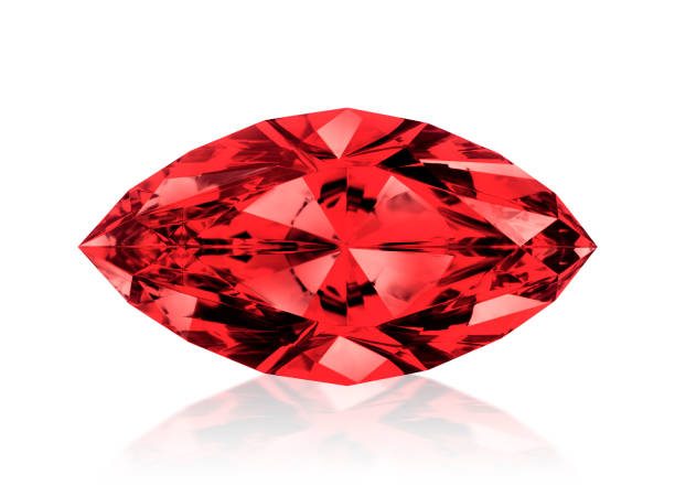 istock Dazzling diamond red gemstones on white background. 1354542101