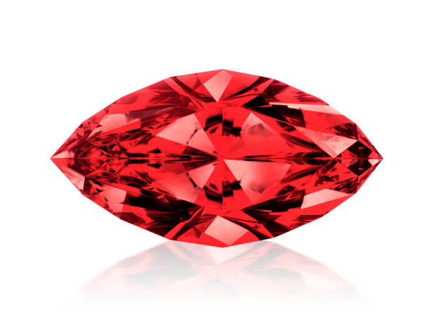 istock Dazzling diamond red gemstones on white background. 1354542117