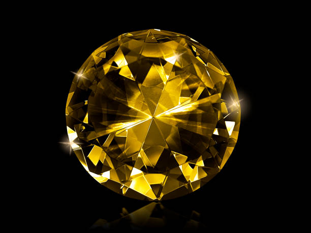 istock Dazzling diamond Yellow gemstones on black background 1354542341