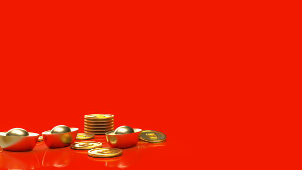istock The Chinese gold on red background for celebration or new year concept 3d rendering 1354544668