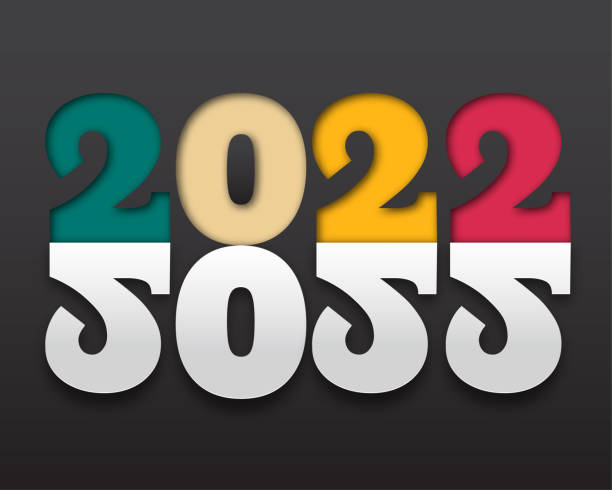 istock 2022 happy new year. numbers paper style. vector linear numbers. design of greeting card. vector illustration. 1354544843