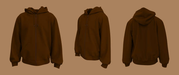 istock Blank hooded sweatshirt  mockup with zipper in front, side and back views 1354546536