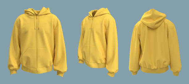 istock Blank hooded sweatshirt  mockup with zipper in front, side and back views 1354547149